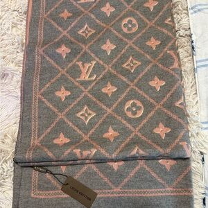 Designer Pink and Gray Monogram Scarf